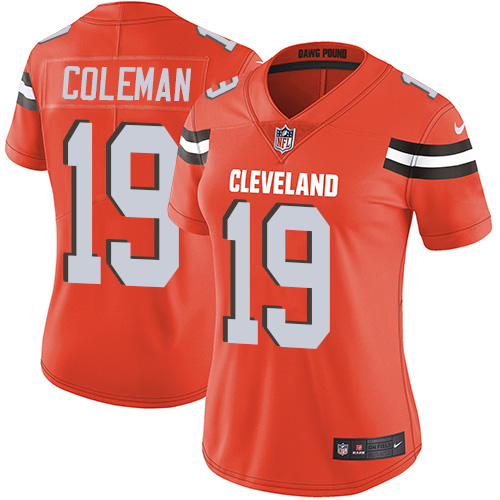 Nike Browns #19 Corey Coleman Orange Alternate Women's Stitched NFL Vapor Untouchable Limited Jersey
